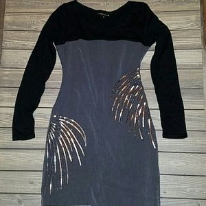 Akira gray black and sequin dress